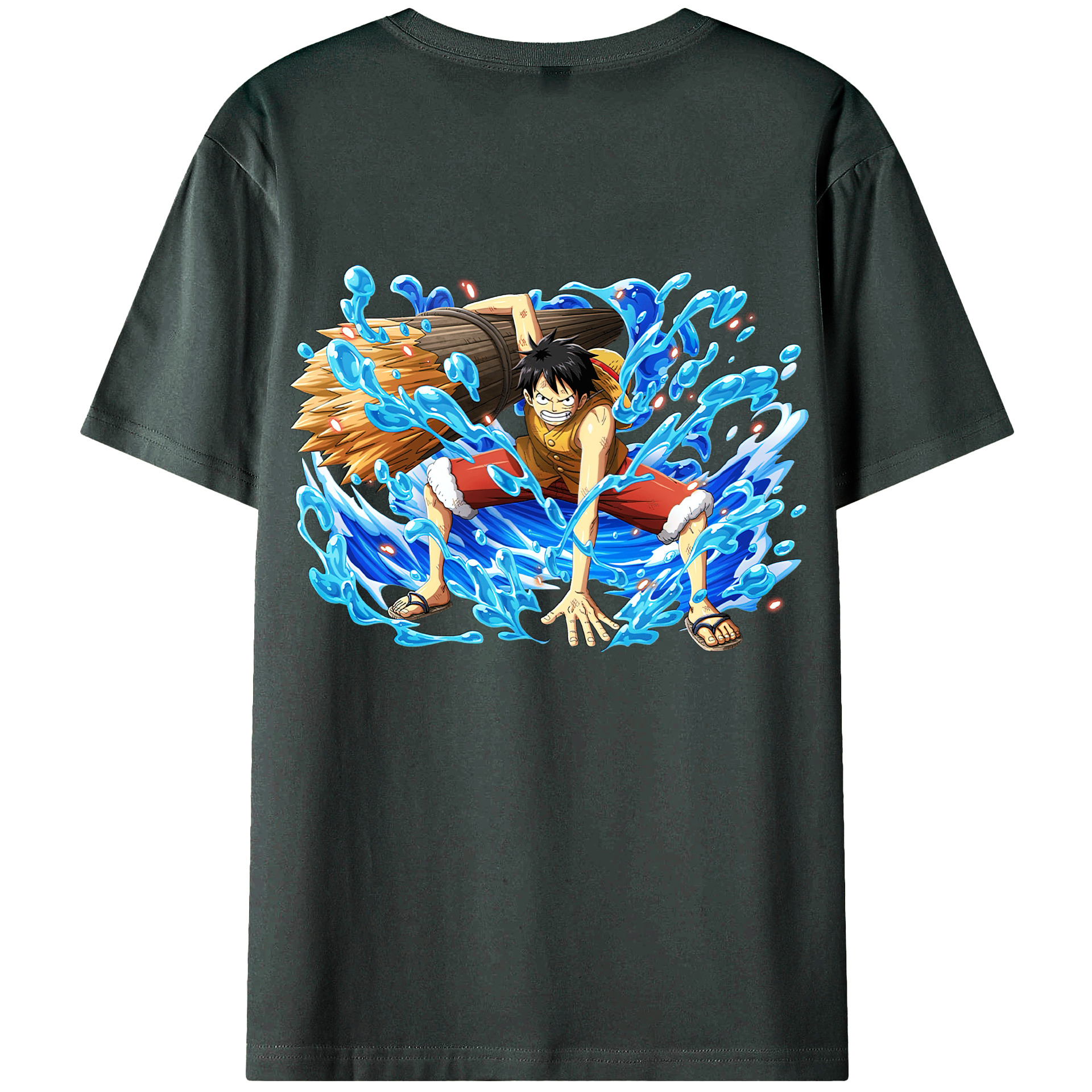 ワンピース モンキー・D・ルフィ ONE PIECE Monkey D. Luffy 綿100％ メンズ半袖Tシャツ（バックプリント） 通気性